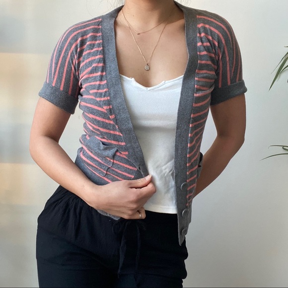 AmericanEagle Short Sleeve Button Cardigan Sweater - Picture 3 of 7